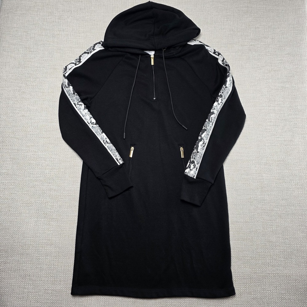 Calvin Klein Size M Sweatshirt Pullover Black Dress Snake-Print Hoodie‎ Dress
